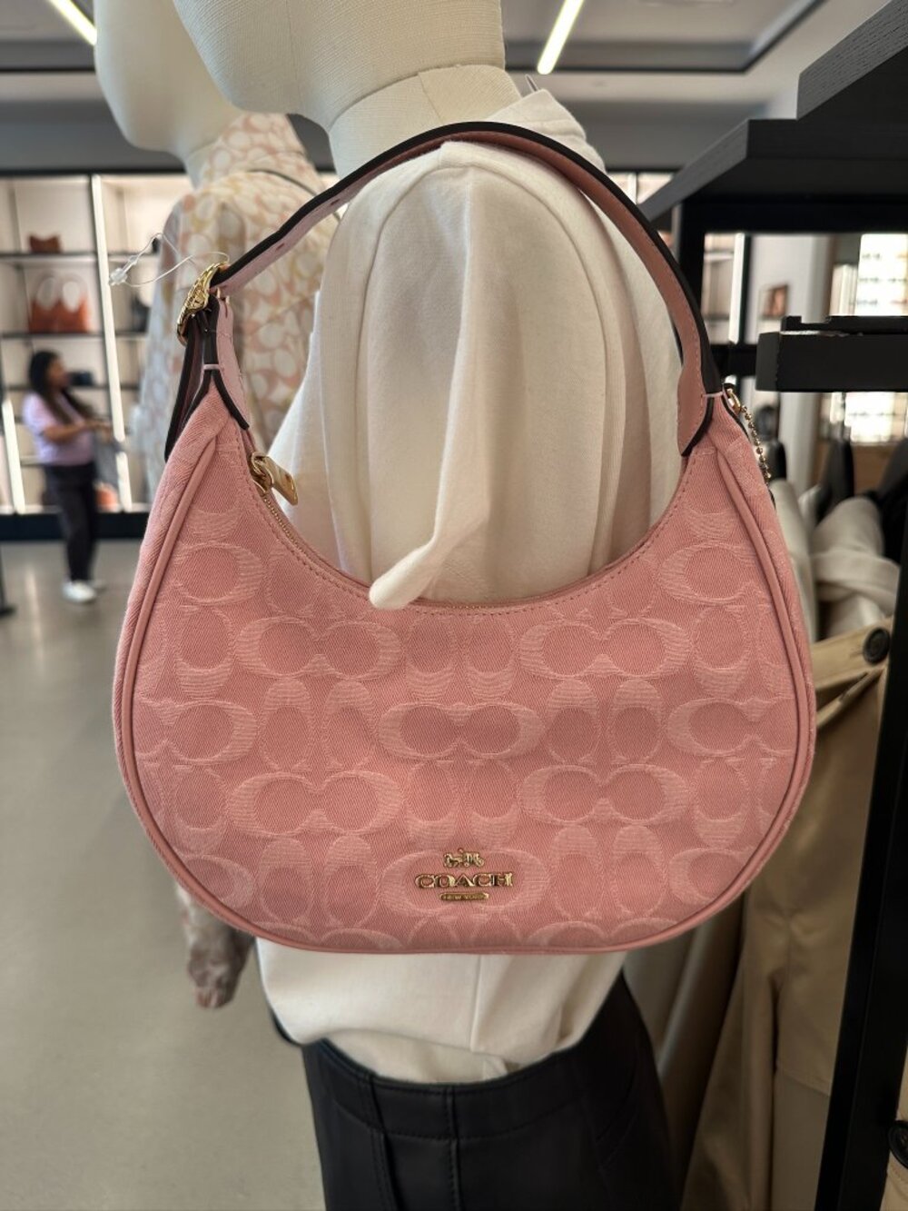 NWT Coach CEN04 Emily 2Ways Wear Shoulder Bag In Signature Denim Gold/Light Pink